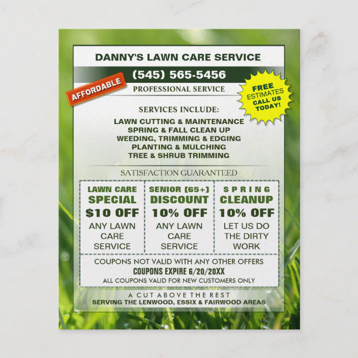 Lawn Care 4 5 X 5 6 Flyer Business Coupons Zazzle Com
