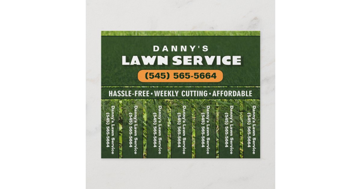 Lawn Care 5.6 x 4.5 Tear Off Business Flyer | Zazzle