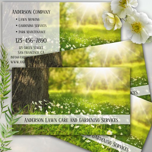 Customizable Lawn Care and Gardening Business Card