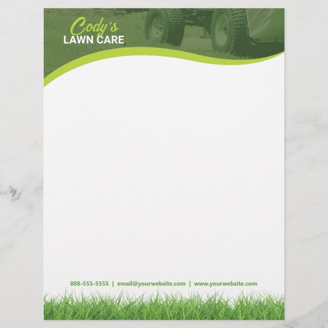 Lawn Care and Grass Cutting Maintenance Letterhead (Front)