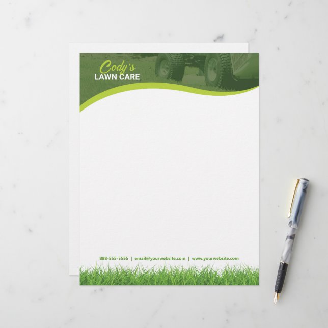 Lawn Care and Grass Cutting Maintenance Letterhead (Front/Back In Situ)