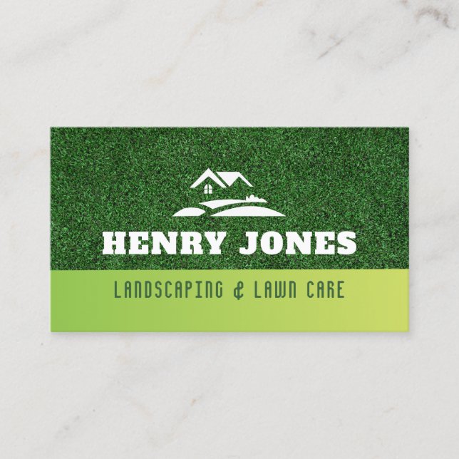 lawn care and landscaping green business card (Front)