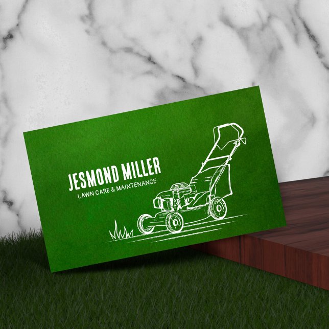 Lawn care and landscaping - lawnmower drawing  business card (Creator Uploaded)