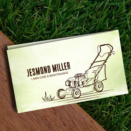 Lawn care and landscaping _ lawnmower drawing business card