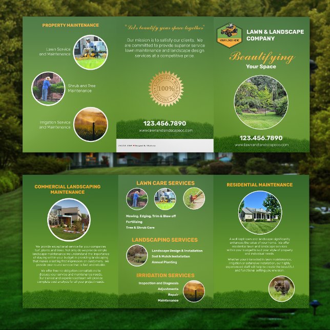 Lawn Care and Landscaping Maintenance Company Tri-Fold Card (Creator Uploaded)