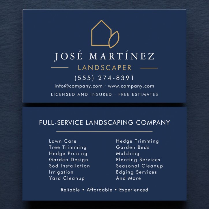 Lawn Care And Landscaping Services Professional Business Card