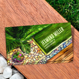 Lawn care and landscaping - watercolor art business card