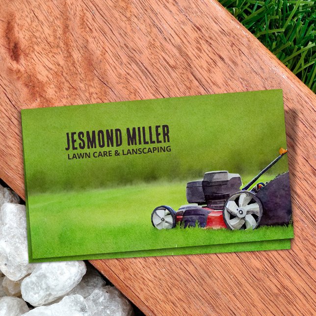 Lawn care and landscaping - watercolor art business card (Creator Uploaded)