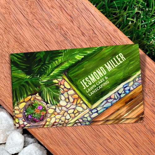 Lawn care and landscaping _ watercolor art business card