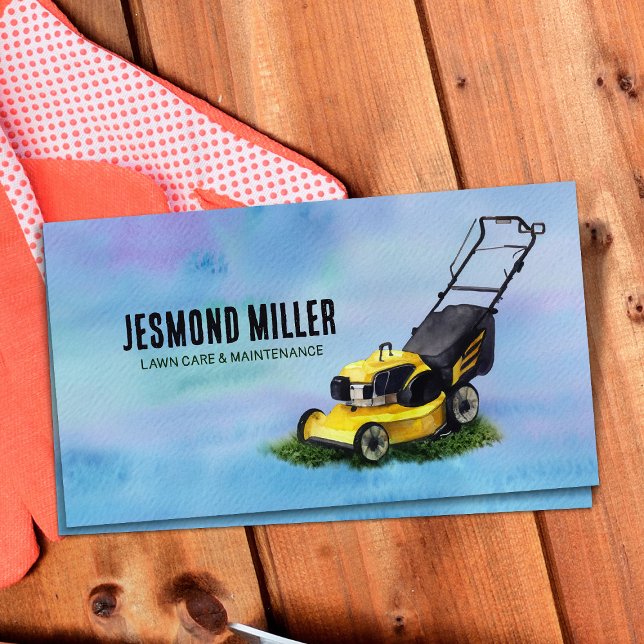 Lawn care and landscaping - watercolor art business card (Creator Uploaded)