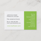 Lawn care and Yard Maintenance Business Card (Back)