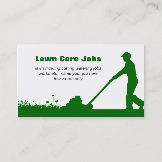 Lawn Care Business Card with Darker Green Colors (Front)
