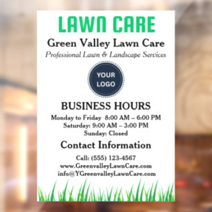 Lawn Care Business Hours Window Cling