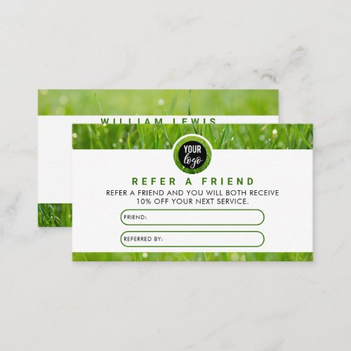 Lawn Care Business Logo Landscaping Referral Card