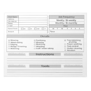 Lawn Care Client Log  Notepad