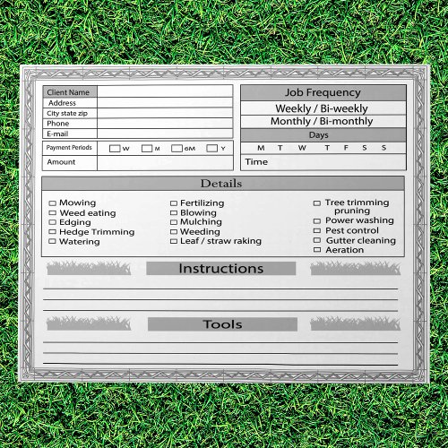 Lawn Care Client Log  Notepad