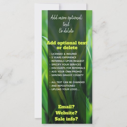 Lawn Care. Customizable Promotional (Back)