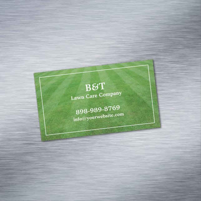 Lawn Care Field Grass Business Card Magnet (In Situ)