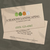 Lawn Care Four Seasons Landscaping Business Card