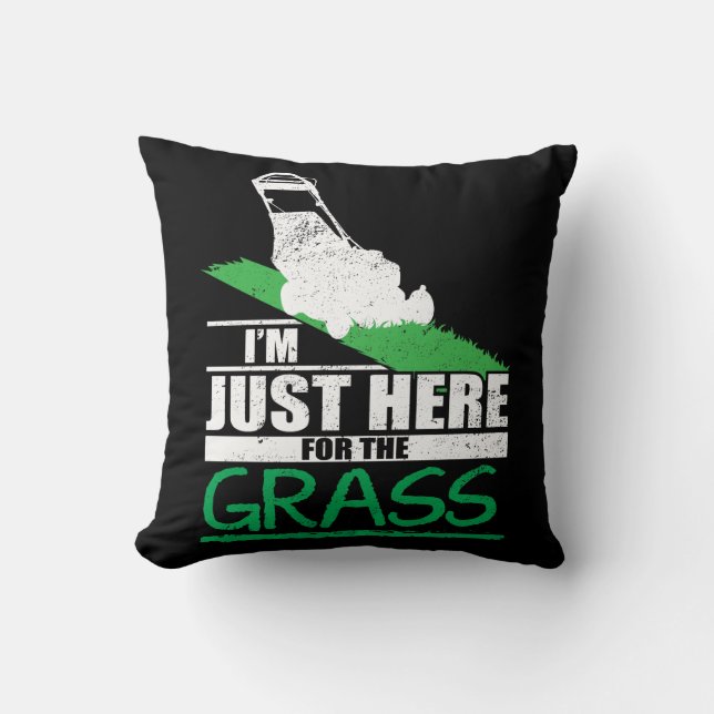 Lawn Care Funny Lawn Mower Grass Mowing Throw Pillow (Front)