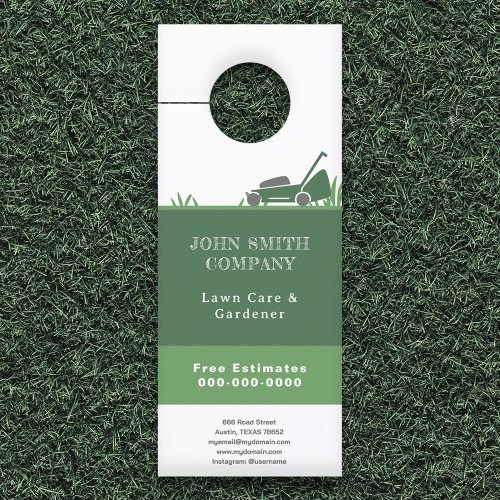 Lawn Care  Gardener  Door Hanger