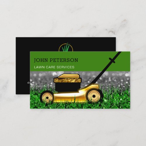 Lawn Care Gardening Grass Cutting Service Gold Gra Business Card