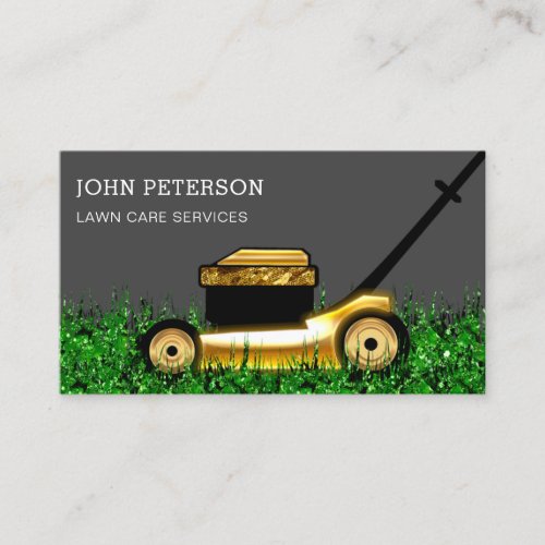 Lawn Care Gardening Grass Cutting Service Gray Business Card