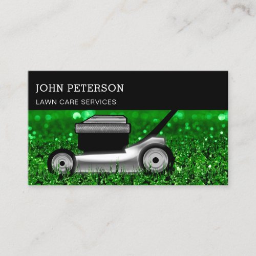 Lawn Care Gardening Grass Cutting Service Gray Business Card