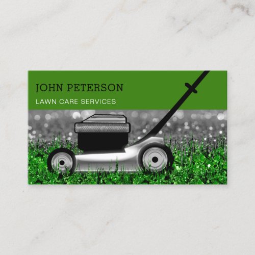 Lawn Care Gardening Grass Cutting Service Silver Business Card