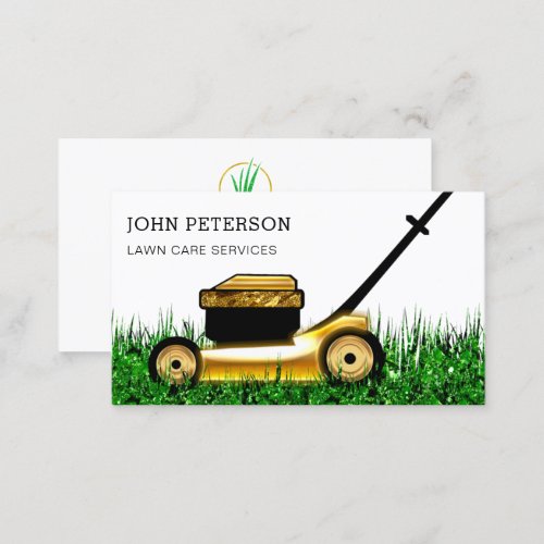 Lawn Care Gardening Grass Cutting Services Elegant Business Card