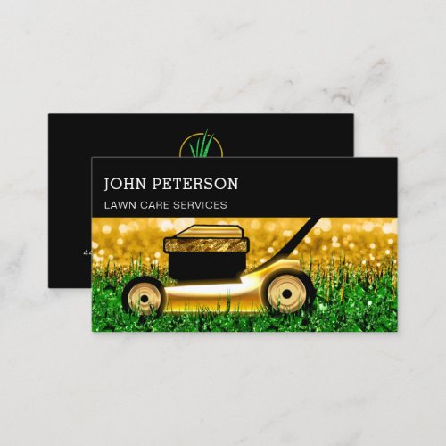Lawn Care Gardening Grass Cutting Services Glam Business Card