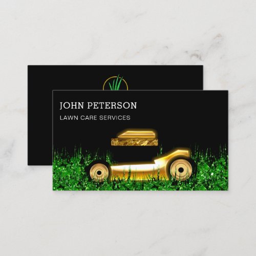 Lawn Care Gardening Grass Cutting Services Gold Business Card