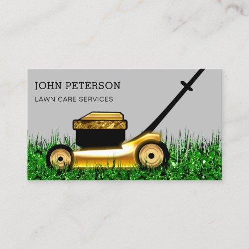Lawn Care Gardening Grass Cutting Services Gray Business Card