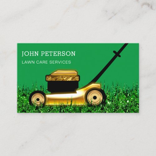 Lawn Care Gardening Grass Cutting Services Green Business Card