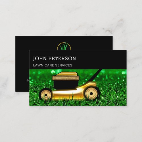 Lawn Care Gardening Grass Cutting Services Green Business Card