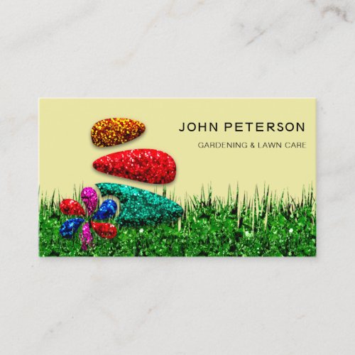 Lawn Care Gardening Landscape Grass Logo Flowers Business Card