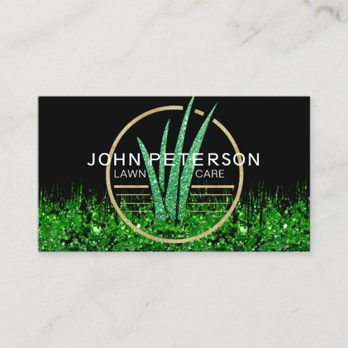 Lawn Care Gardening Landscape Green Grass Logo Business Card