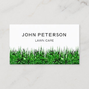 Lawn Care Gardening Landscape Green White Business Card