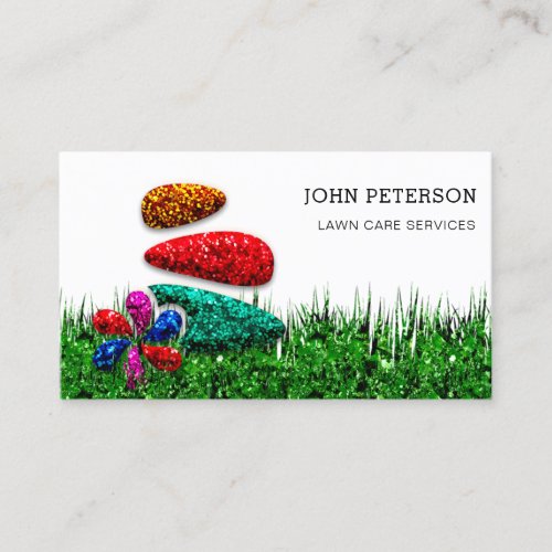 Lawn Care Gardening Landscape Service Grass Modern Business Card