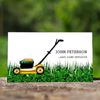 Lawn Care Gardening Service Grass Cutting Logo Business Card by luxury_luxury at Zazzle