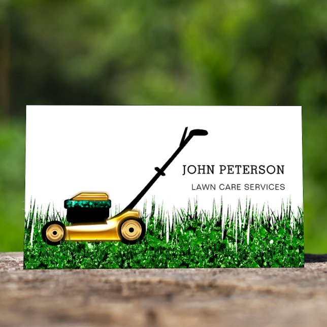 Lawn Care Gardening Service Grass Cutting Logo Business Card (Creator Uploaded)