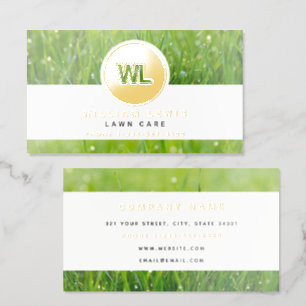 Lawn Care Gold Business Logo Modern Landscaping Foil Business Cards