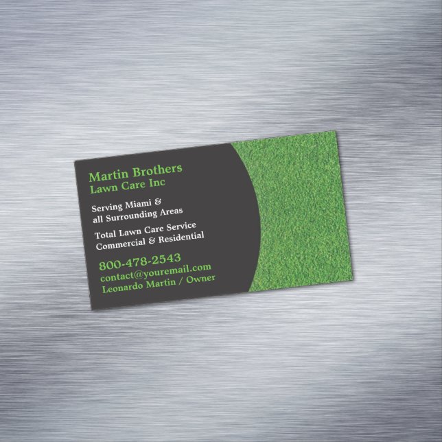 Lawn Care Grass Business Card Magnet (In Situ)