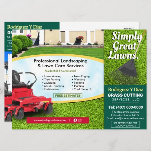 Lawn Care Grass Cutting Landscape 875x65 EDDM Menu