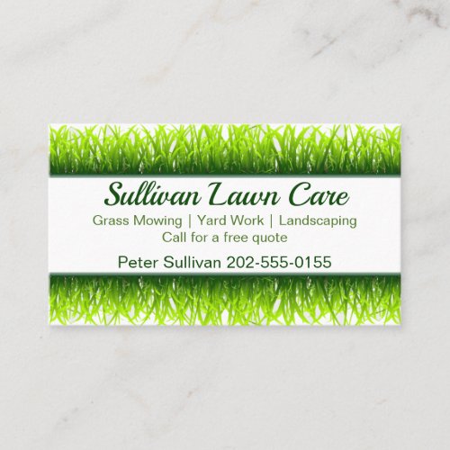 Lawn Care Grass Cutting Landscaping Business Card