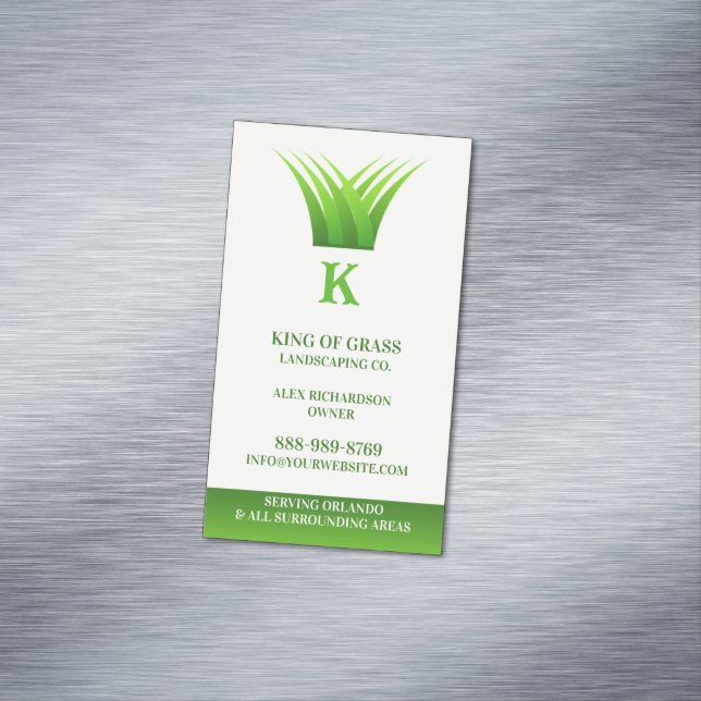 Lawn Care Grass Logo Business Card Magnet (In Situ)