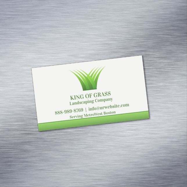 Lawn Care Grass Logo Business Card Magnet (In Situ)