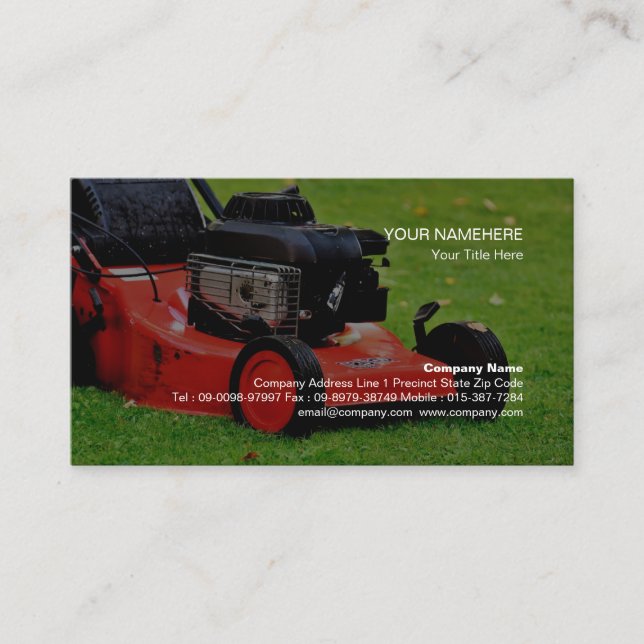 Lawn Care Grass Mowing Gardener Landscape Business Card (Front)
