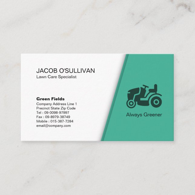 Lawn Care Grass Mowing Gardener Landscape Business Card (Front)