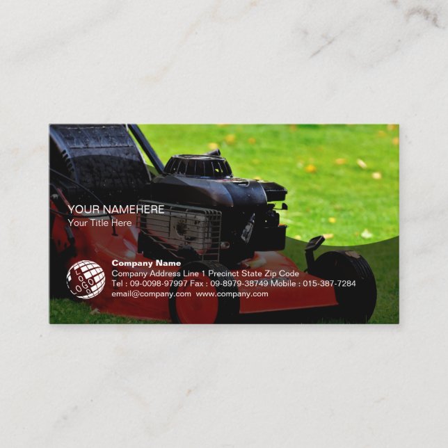 Lawn Care Grass Mowing Gardener Landscape Business Card (Front)